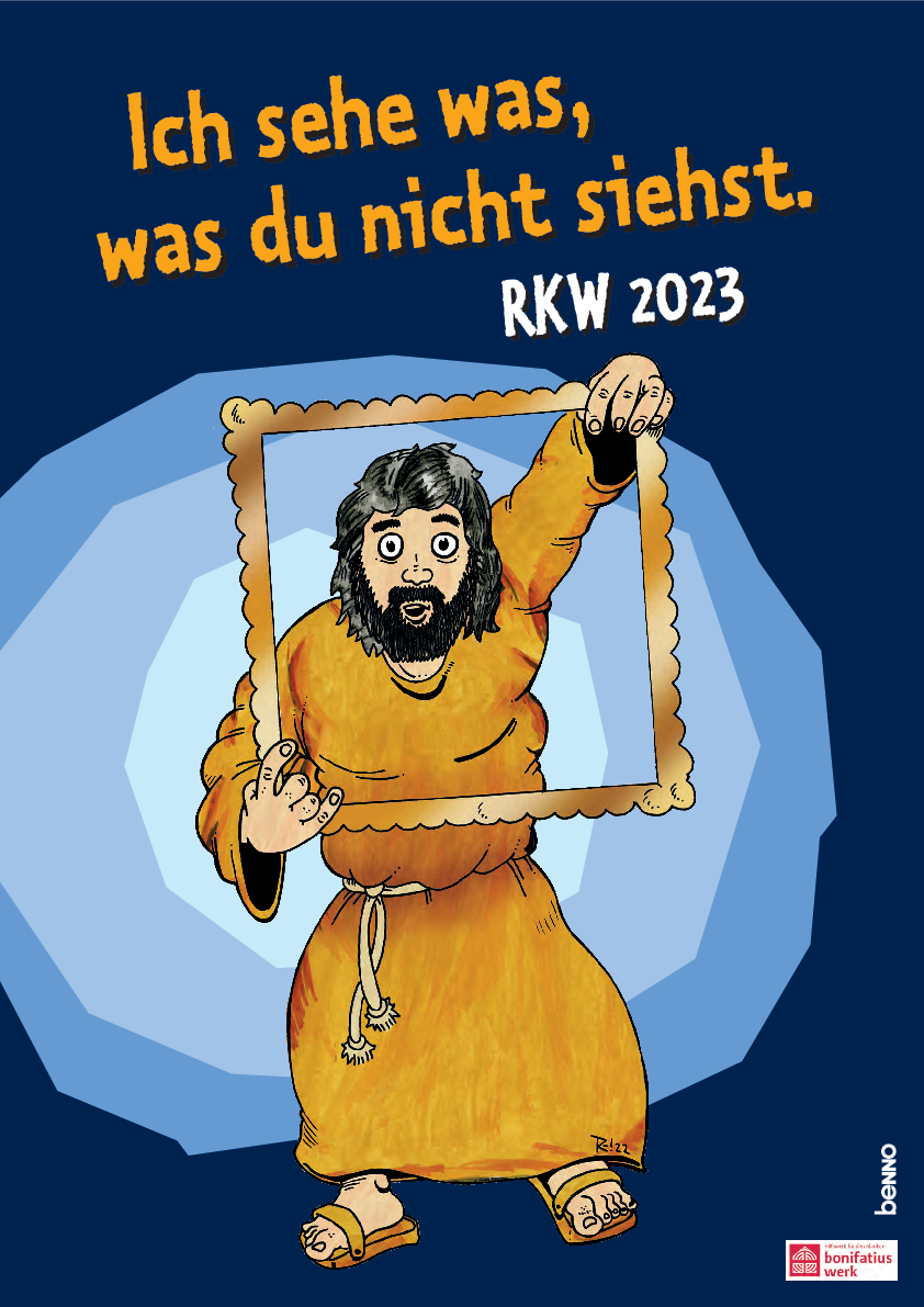 Titelbild der RKW 2023, auf dem ein Mensch durch einen großen Rahmen zum Betrachter schaut.